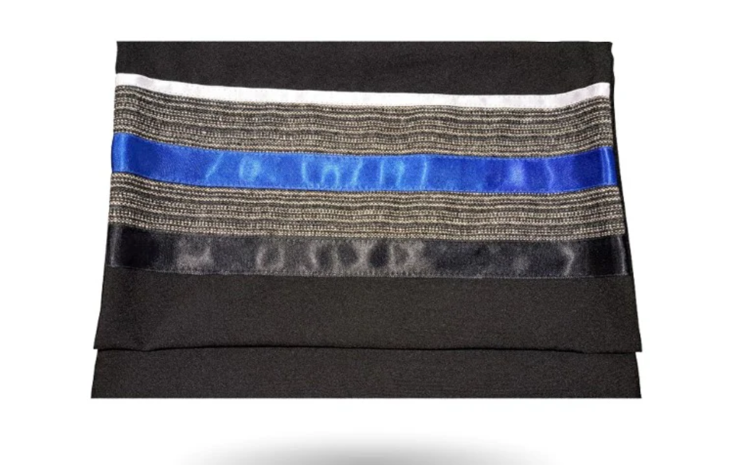 Black with Blue and White Stripes Tallit Bag