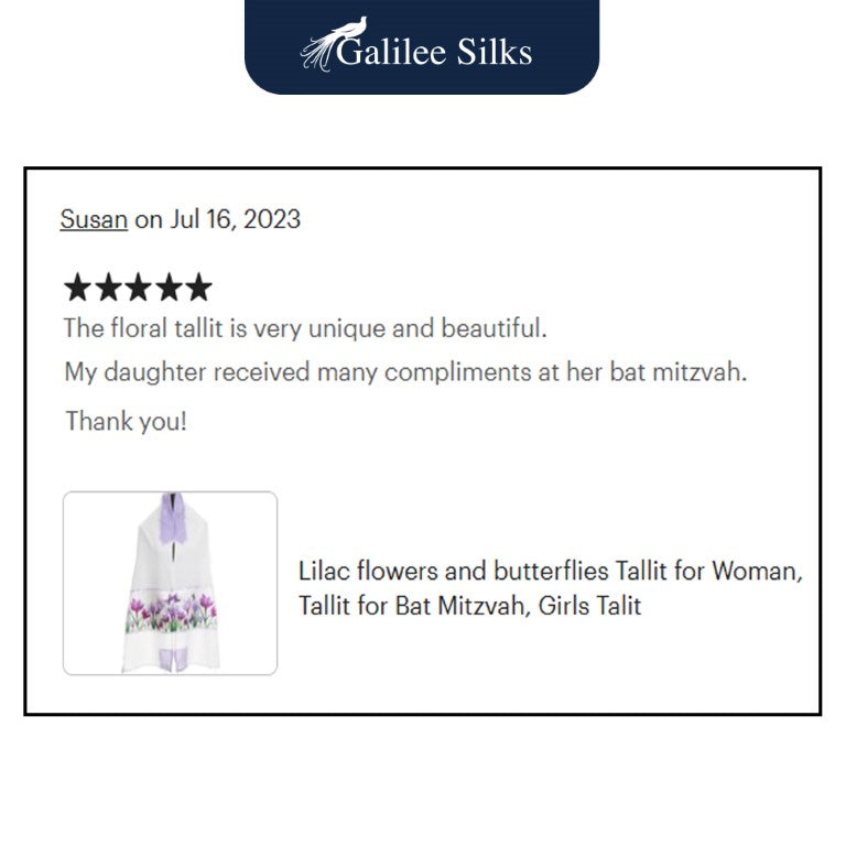 Lilac Crocuses Field Tallit for Women, Girl Tallit, Tzitzit, Bat Mitzvah Tallit Prayer Shawl