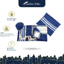 Load image into Gallery viewer, The Peace Blue Tallit, Bar Mitzvah Tallit Tzitzit Jewish Prayer Shawl set