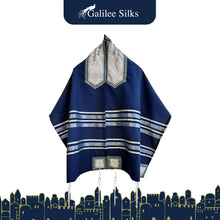 Load image into Gallery viewer, The Peace Blue Tallit, Bar Mitzvah Tallit Tzitzit Jewish Prayer Shawl