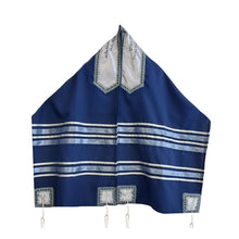 Load image into Gallery viewer, blue tallit prayer shawl tzitzit tallis open