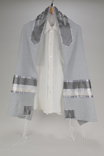 IMPRESSIVE GRAY VISCOSE TALLIT WITH GOLD COLOR