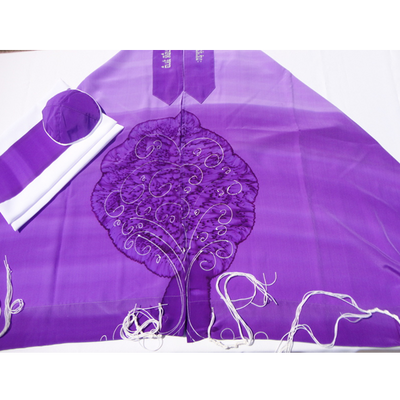 Tree of Life Purple Tallit for Women, Bat Mitzvah Tallit