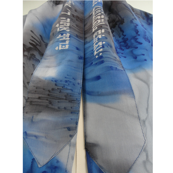 Blue and Black Silk Tallit for women