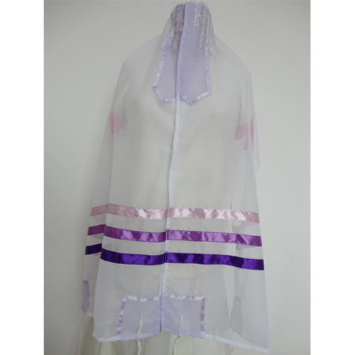 Tallit for women with Purple, Pink and Blue Stripes
