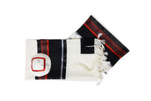 Load image into Gallery viewer, Black and red wool tallit, bar mitzvah tallit set