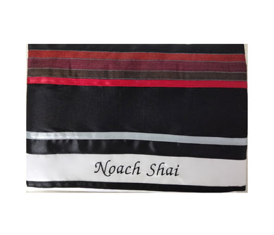 Red and Black Tallit Bag, Bar Mitzvah Tallit Bag, Personalized Tallit Bag