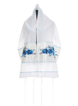 Load image into Gallery viewer, Blue Roses Bouquet tallit for woman, girl tallit from Israel, bat mitzvah tallit single