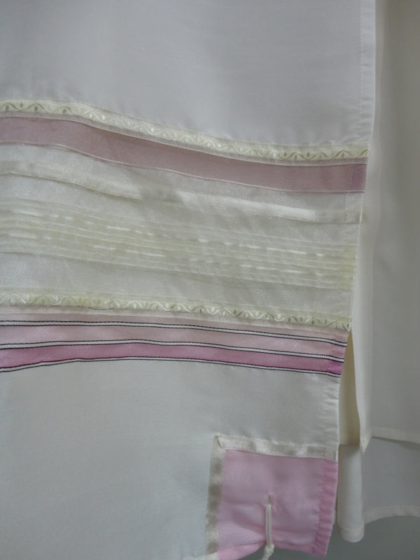 Jewish tallit close up, pink silk tallit, bat mitzvah tallit for girl, women tallit