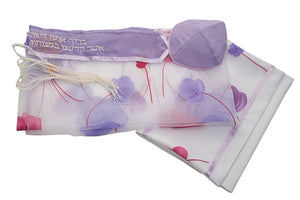 Pink and Purple Floral Tallit Prayer Shawl for women