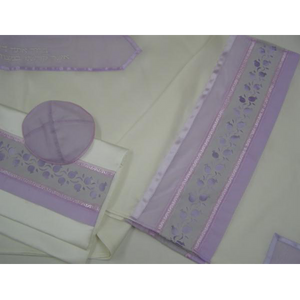 Lilac Pomegranates Tallit for women, Bat Mitzvah Tallit, Silk Tallit set, Girls Tallit by Galilee Silks