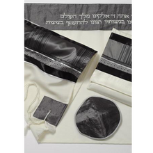 Load image into Gallery viewer, Grey &amp; Black Tallit for men, Bar Mitzvah Tallit Set, Modern tallit