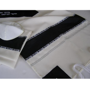 Black and White prayer shawl Tallit, Bar Mitzvah Tallit Set, modern tallit from Israel, custom tallit by Galilee Silks