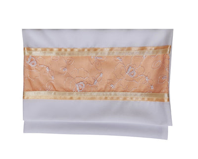 Floral Apricot \ Peach Decorated Tallit for Women, Bat Mitzvah Tallit Set, Tallit for Girl Tallit bag, Women's Tallit