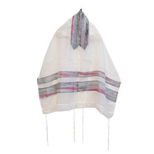 Load image into Gallery viewer, Pink and Gray Blend Silk Stripes Bat Mitzvah Tallit, Women&#39;s Tallit Prayer Shawl Tzitzit