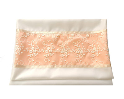 Enchanting White Flowers on Peach, Tallit for Women, Bat Mitzvah Tallit, Girl's Tallit bag