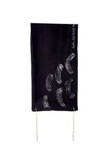 Load image into Gallery viewer, Black Waves Silk Tallit, Women&#39;s Tallit, Bat Mitzvah Tallit, Girl&#39;s Tallit hung