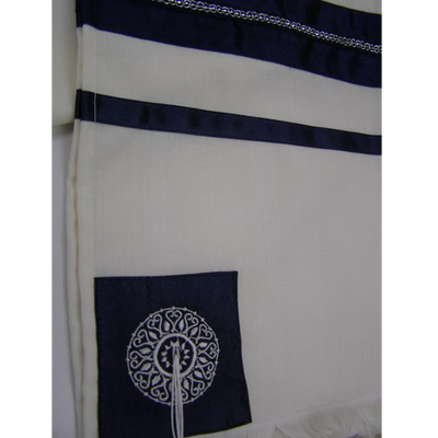 Blue Oriental Wool Tallit for men, contemporary tallit, bar mitzvah tallit, custom tallit from Israel by Galilee Silks