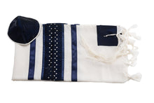 Load image into Gallery viewer, Exclusive Magen David wool Tallit, Bar Mitzvah tallit, Wedding tallit set flat from Israel by Galilee SilksExclusive Magen David wool Tallit - Tzitzit Jewish prayer shawl, Bar Mitzvah Tallit from Israel, Wedding Tallit, Hebrew Prayer Shawl flat