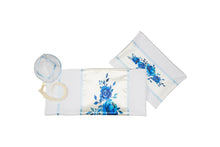 Load image into Gallery viewer, Watercolor Blue Roses Bouquet Tallit for Women, Bat Mitzvah Tallit, Girls Tallit, Womens Tallit from Israel