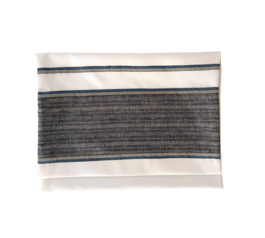 Prestigious Blue and Gray Stripes White Tallit, Bar Mitzvah Tallit bag, Tallit Prayer Shawl, Custom Tallit, Modern Tallit, Contemporary Tallit