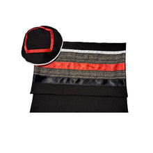Load image into Gallery viewer, Black Tallit with Gray, Red and White Stripes, Bar Mitzvah Tallis, Jewish Prayer Shawl Tzitzit bag and kippah