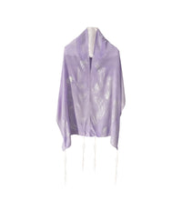 Load image into Gallery viewer, Lilac waves Silk Tallit for women, Tallit for Girl, Bat Mitzvah Tallit, Feminine Tallit, Women&#39;s Tallit Prayer Shawl