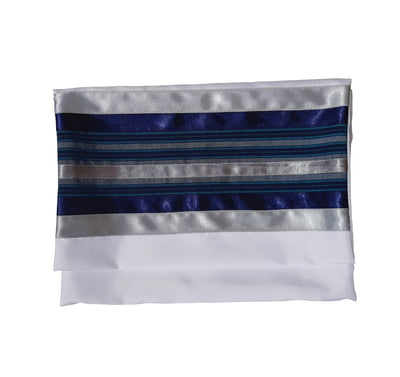 Blue, Gray and Silver shades stripes Wool Tallit, Bar Mitzvah Tallit bag, tzitzit
