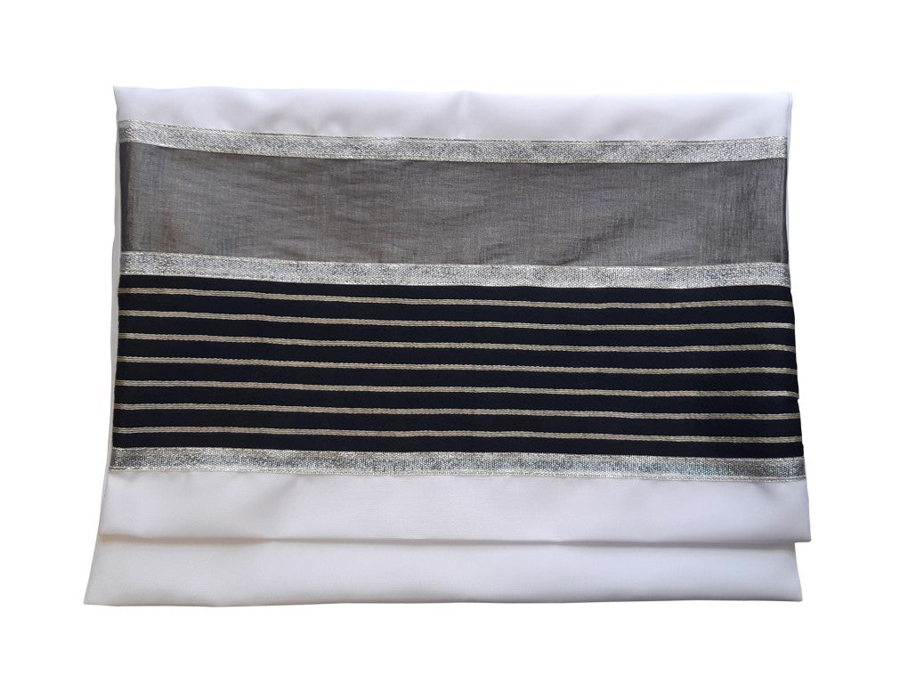 Modern Gray & Silver Wool Tallit, Bar Mitzvah Tallit Jewish Prayer Shawl bag
