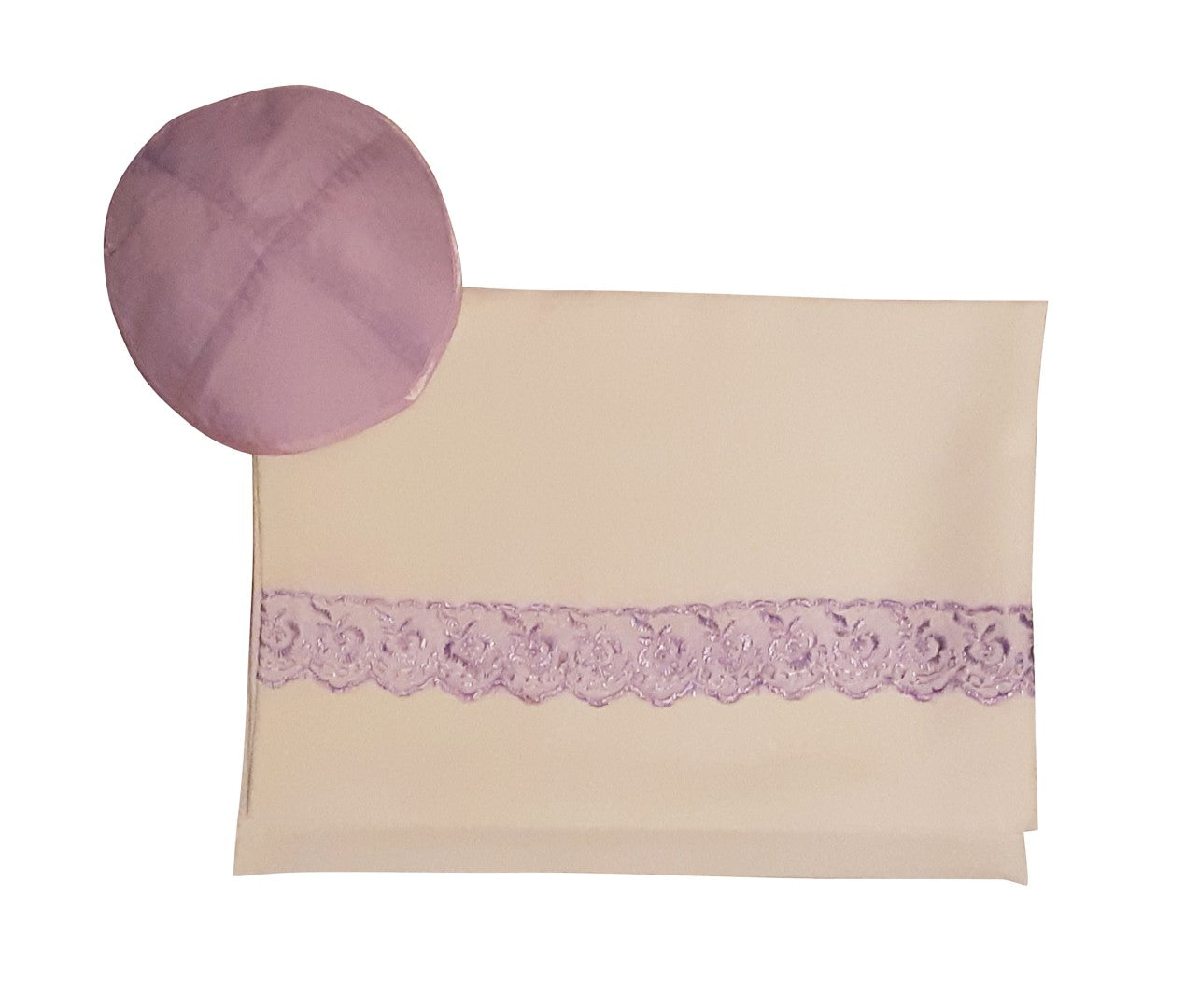 Lilac Lace Decorated Tallit for Girls, Sheer Tallit for women, Bat Mitzvah Tallit, Feminine Tallit bag and kippah