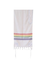Load image into Gallery viewer, Handmade Wool Rainbow Tallit, Joseph&#39;s Coat of Many Colors Tallis, Bar Mitzvah Tallit Set, Talit for Man, Tzitzit hung