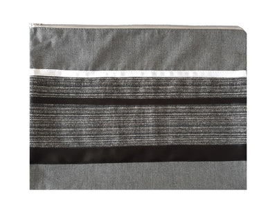 Prestigious Gray Viscose Tallit with Striped Design, Bar Mitzvah Tallit Set, Hebrew Prayer Shawl, Custom Tallit, Modern Tallit bag, Contemporary Tallit