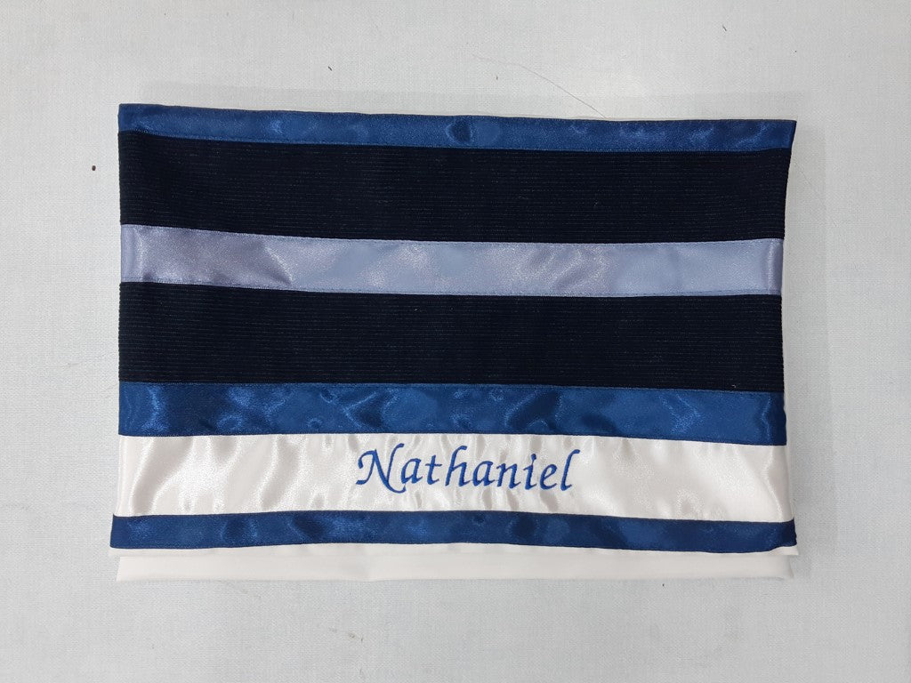 blue and white stripes tallit bag name 2