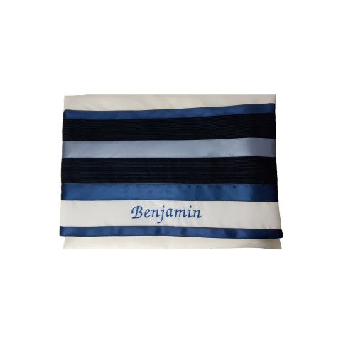 Blue & White Stripes Tallit Bag, Bar Mitzvah Tallit Bag, Personalized Tallit Bag