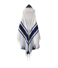 Load image into Gallery viewer, Exclusive Magen David wool Tallit - Full size Tzitzit Jewish prayer shawl, Bar Mitzvah Tallit from Israel, Wedding Tallit, Hebrew Prayer Shawl back