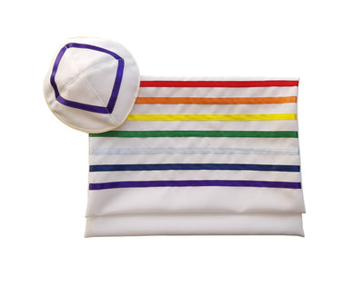 Handmade Sheer Rainbow Tallit, Joseph's Coat of Many Colors Tallis, Bat Mitzvah Tallit bag, Talit for Woman, Tzitzit