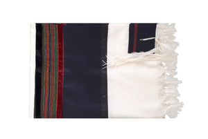 RGB - Dark Blue and Multi-Colors Wool Tallit, Bar Mitzvah tallit, Wedding Tallit, Chuppah Tallit folded