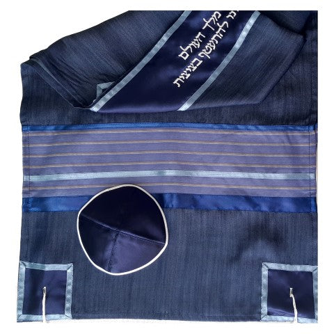 Youthful Easy Going Blue Tallit, Bar Mitzvah Tallit spread