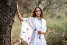 Load image into Gallery viewer, Purple Flowers Silk Tallit for girl, Bat Mitzvah Tallit, Tallit for Women forest 3