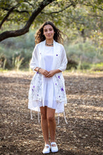Load image into Gallery viewer, Purple Flowers Silk Tallit for girl, Bat Mitzvah Tallit, Tallit for Women forest 1