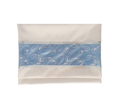 Opaque Baby Blue and Silver Floral Tallit for women, Bat Mitzvah Tallit bag, Tallit for Girl